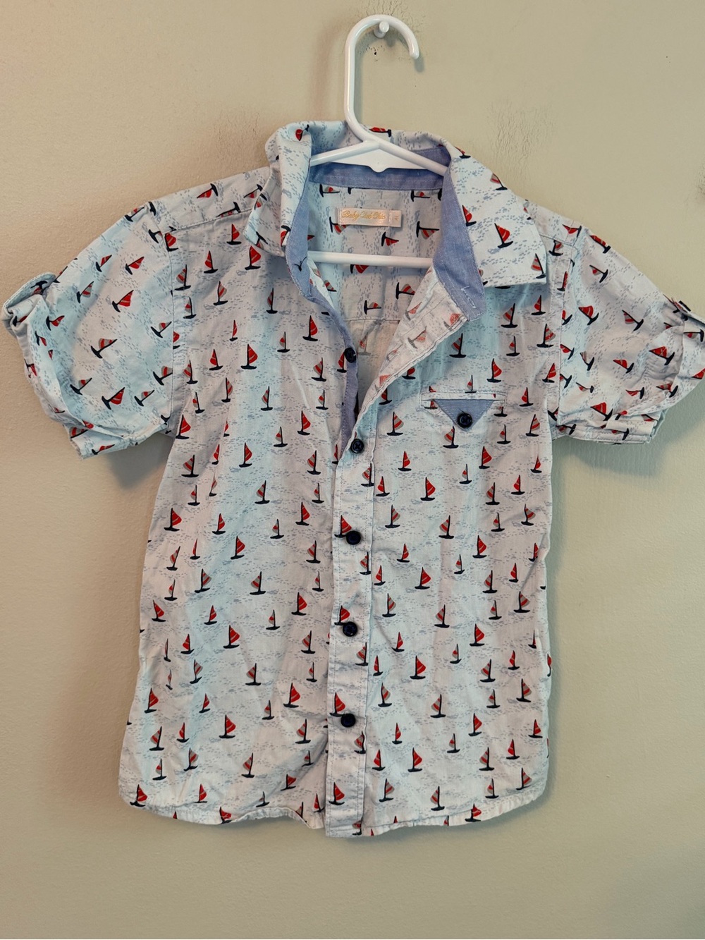 Baby Club Chic Light Blue Sailboat Print Short Sleeve Shirt